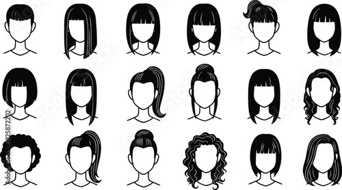 Hairstyles vector set icon