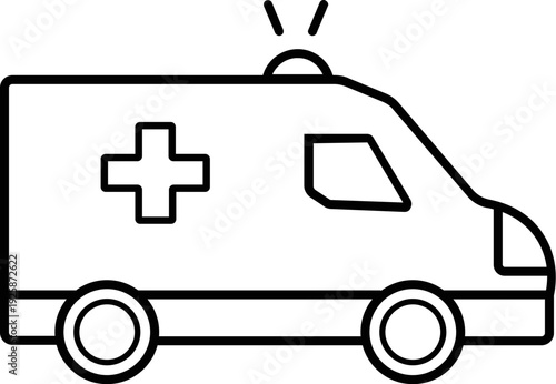 Medical Ambulance Vector Icon - Simple Line Art Flat Design