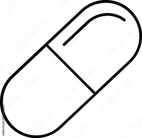 Capsule Pill Icon - Simple Line Vector Design for UI Projects
