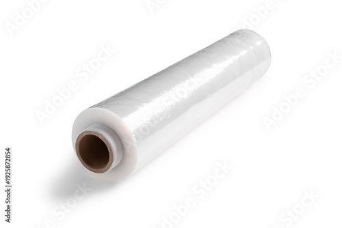 Roll of stretch wrap on whi...