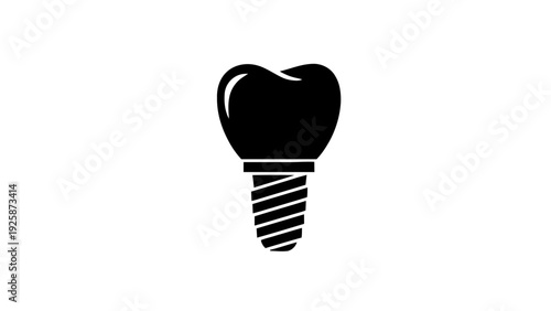 Vector illustration of black dental implant screw on for medical purposes on a transparent background