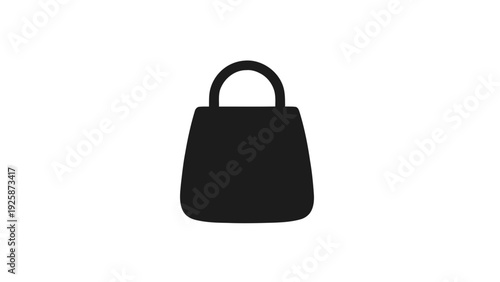 Vector illustration of black handbag with handle on top on a transparent background