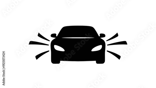 Vector illustration of black silhouette of a speeding car with motion lines on a transparent background