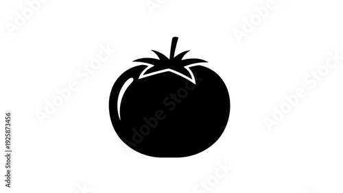 Vector illustration of black silhouette of a tomato on a transparent background