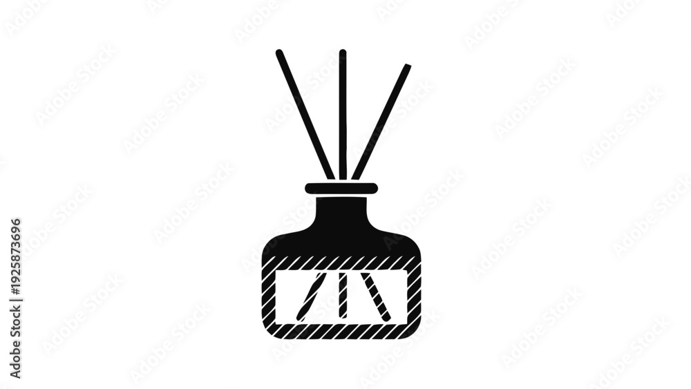 Fototapeta premium Vector illustration&nbsp;of aroma diffuser with reeds icon, simple black silhouette on on a transparent background