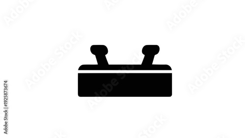 Vector illustration of simple black icon of a fuse holder with two terminals on a transparent background