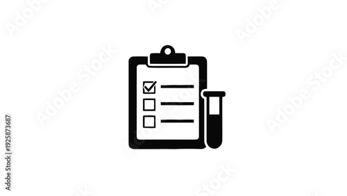 Vector illustration of medical laboratory test results checklist and test tube icon vector on a transparent background