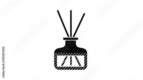 Vector illustration of aroma diffuser with reeds icon, simple black silhouette on on a transparent background