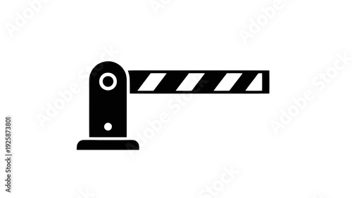 Vector illustration of black and white icon of a barrier gate for traffic control, on a transparent background
