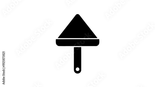 Vector illustration of black silhouette icon of a trowel tool for construction or plastering on a transparent background