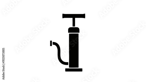 Vector illustration of black silhouette icon of a manual air pump for inflating tires or balls on a transparent background