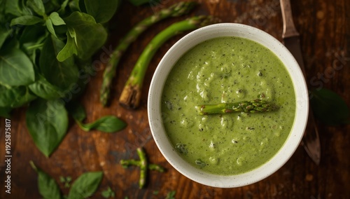 An image of asparagus spinach soup