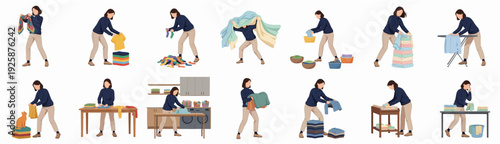 Flat Style Detailed Illustration People Working and Meeting Online Conference Call