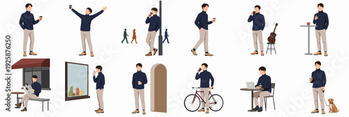 Flat Design Diverse Business People in Meeting and Presentation Illustration