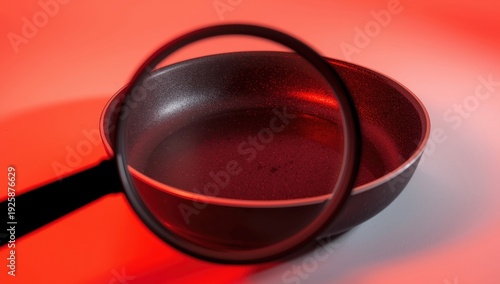 Awareness of hazardous PFAS in nonstick cookware - Idea with magnifying glass