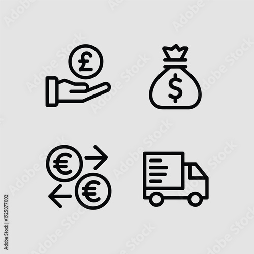 Minimalist Business and Currency Exchange Icons
