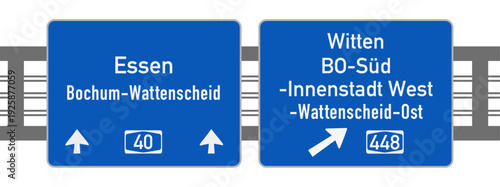 Autobahn 40, Ausfahrt Witten, Bo-Süd, Autobahnschild, Vektor, Nachbildung