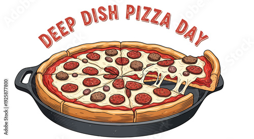 Deep Dish Pizza with Pepperoni Toppings.