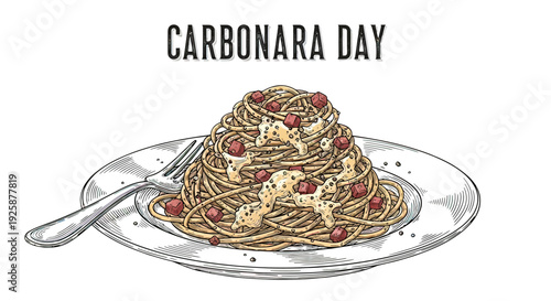 Delicious Spaghetti Carbonara on a Plate.