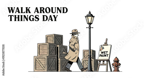 Man Walking Past Street Artist Painting.