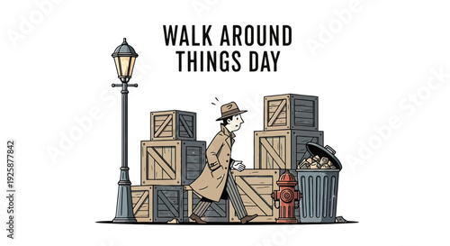 Man Walking Through Alleyway With Crates.