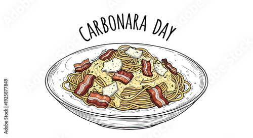 Pasta Carbonara with Bacon and Eggs.