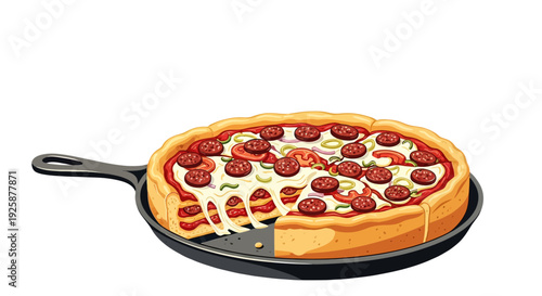 Pizza with Pepperoni on Pizza Pan.