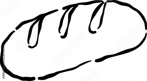 Hand drawn Baguette Sourdough Bread Outline