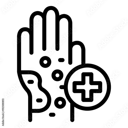 allergy outline icon. skin reaction symptom. Hand eczema. medical treatment