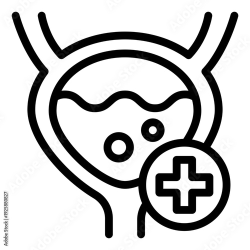urology outline icon. bladder organ care. urinary treatment. medical clinic