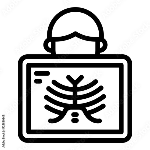 radiology outline icon. X-ray rib scan. imaging diagnosis. hospital service
