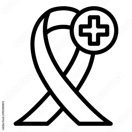 oncology outline icon. cancer ribbon care. tumor treatment. medical clinic