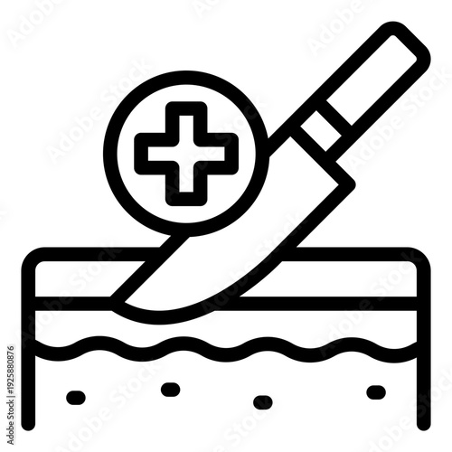 surgery outline icon. scalpel incision care. operation treatment. hospital service