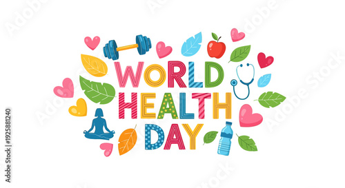 Colorful World Health Day Illustration Elements.