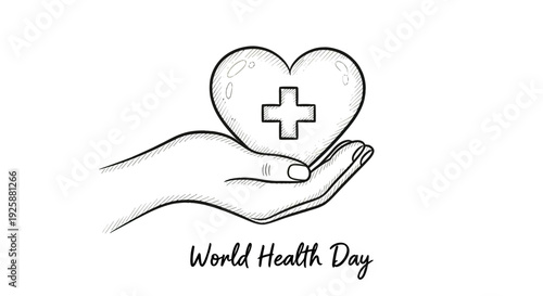 Hand holding heart with medical cross.