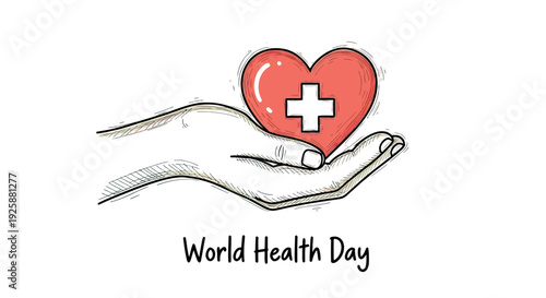 Hand Holding Red Heart with Medical Cross 1.