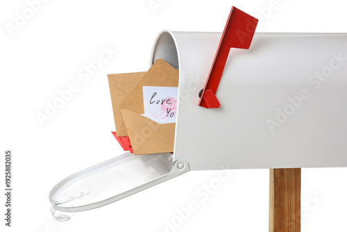 Mailbox with letters on whi...