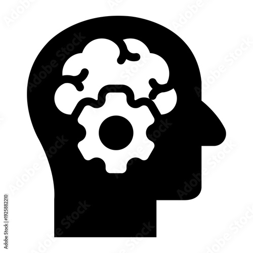 psychiatry glyph icon. brain mind care. mental health. medical therapy