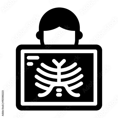 radiology glyph icon. X-ray rib scan. imaging diagnosis. hospital service