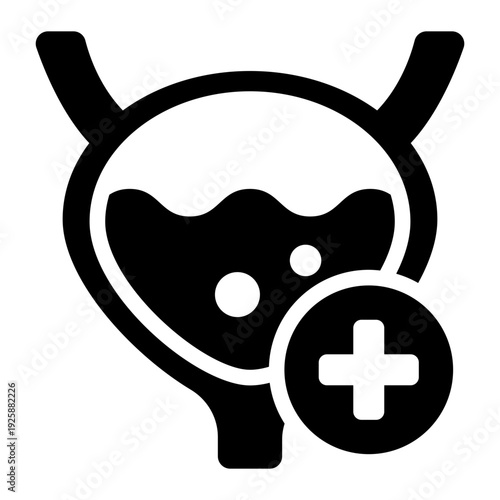 urology glyph icon. bladder organ care. urinary treatment. medical clinic