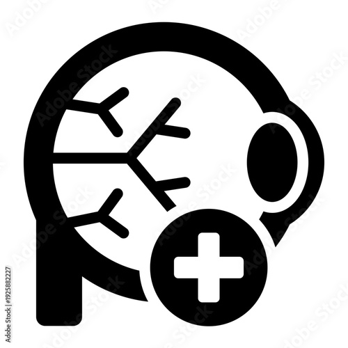 ophthalmology glyph icon. eye vision care. retina exam. medical clinic