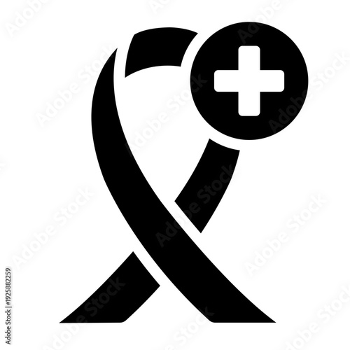 oncology glyph icon. cancer ribbon care. tumor treatment. medical clinic