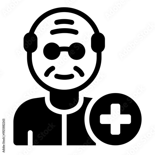 geriatric glyph icon. elderly patient. Old people. Grandpa