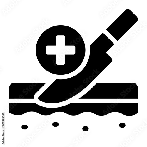 surgery glyph icon. scalpel incision care. operation treatment. hospital service
