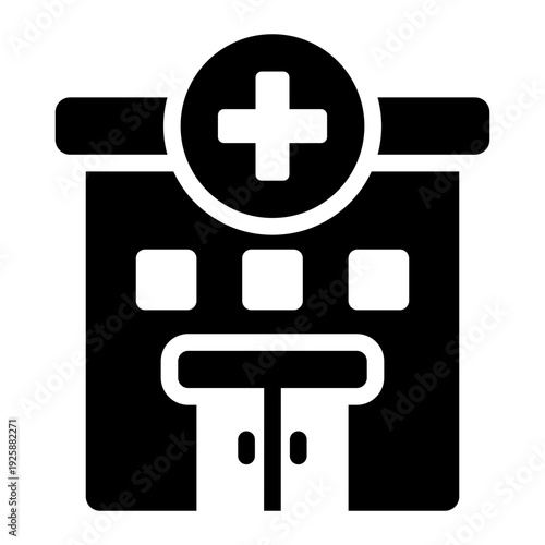 hospital glyph icon. medical building care. patient service. healthcare facility
