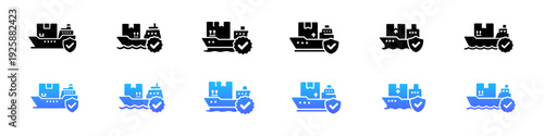 Cargo Ship Delivery Confirmation Icons Set