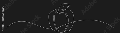 Minimalist Continuous One Line Drawing of Bell Pepper Vegetable