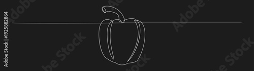 Minimalist One Line Art Illustration of a Bell Pepper on a Black Background