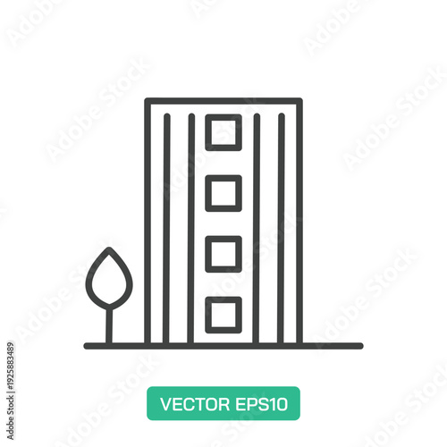 Apartment Building icon. Thin line icon vector