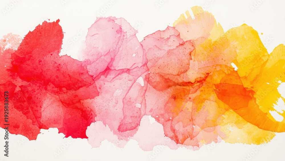 Fototapeta premium Colorful abstract artwork with red, pink, and yellow splotches on white